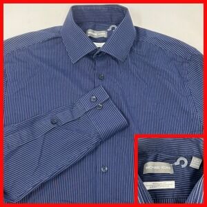 Michael Kors‎ RegularFit Blue Pin Striped Long Sleeve Button Up Dress Shirt 15